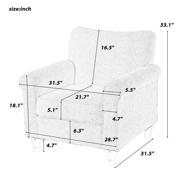 Standard armchair online size